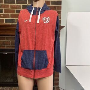 Nike Washington Nationals Women's Size M Hoodie Red & Blue Jacket Cotton Sweater
